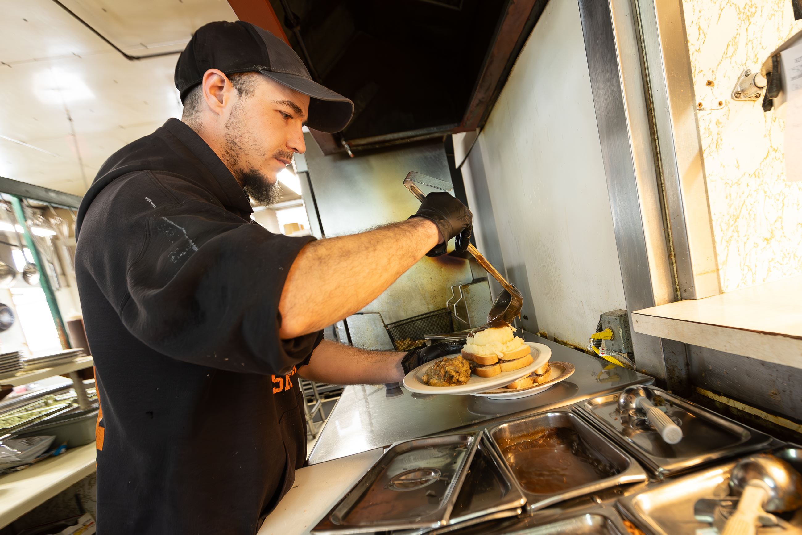 Cooking at Paula's Cafe