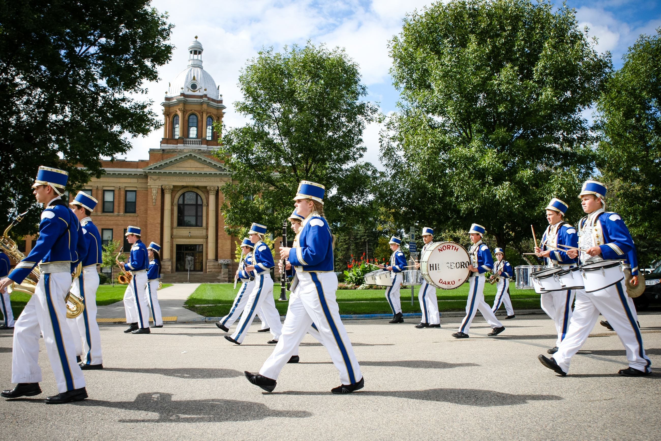 Parade in front of the Traill County courthouse